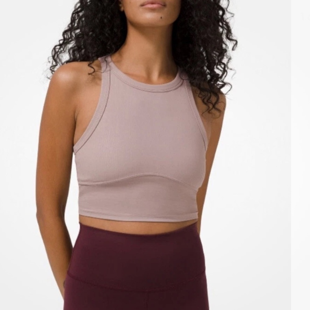 Lululemon Blissful Bend Tank Top size 6 Distressed Stripe Emboss Violet Verbena
